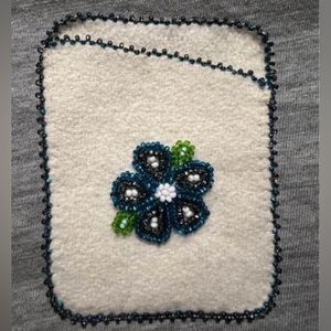 Beaded blue flower card holder